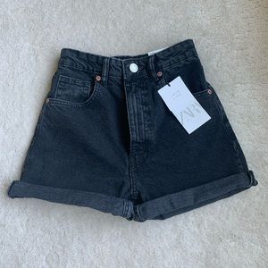 Zara Black High Rise Mom Fit Shorts